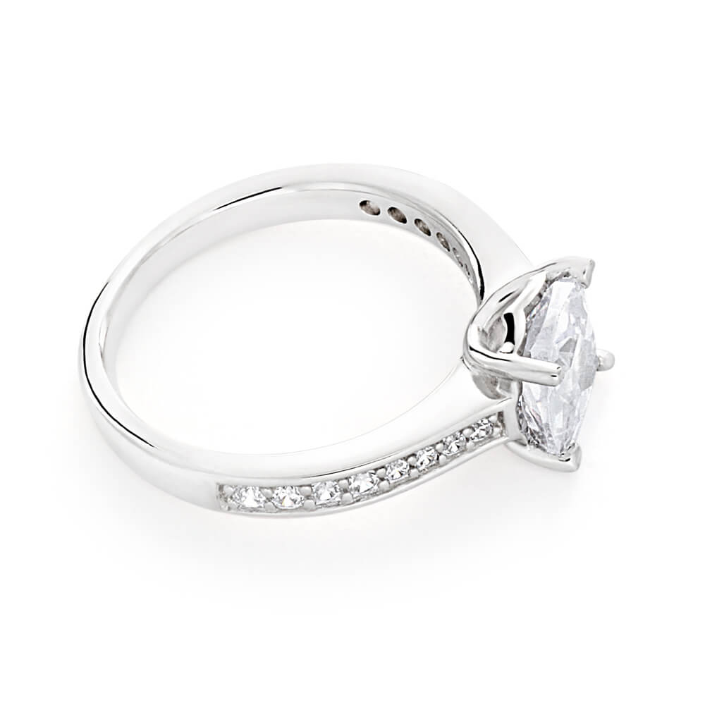 Sterling Silver Cubic Zirconia Princess Cut Channel Ring