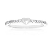 Load image into Gallery viewer, Sterling Silver Rhodium Plated Cubic Heart Channel Band Zirconia Ring