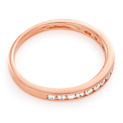 Rose Gold Plated Sterling Silver Cubic Zirconia Channel Set Ring