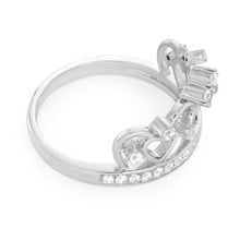 Load image into Gallery viewer, Sterling Silver Cubic Zirconia Princess Crown Ring