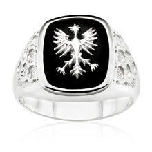 Load image into Gallery viewer, Sterling Silver Eagle Onyx Gents Ring