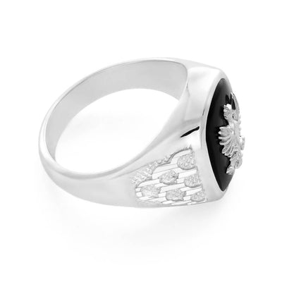 Sterling Silver Eagle Onyx Gents Ring