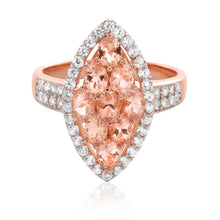 Load image into Gallery viewer, Sterling Silver Rose Gold Plated Morganite &amp; White Zircon Ring