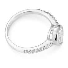 Load image into Gallery viewer, Sterling Silver Rhodium Plated Zirconia Pear-Shaped Pave Set Ring