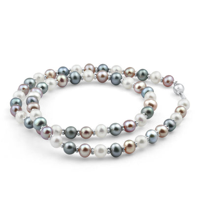 Mixed Colour Freshwater Pink Blue Cream Pearl Necklace