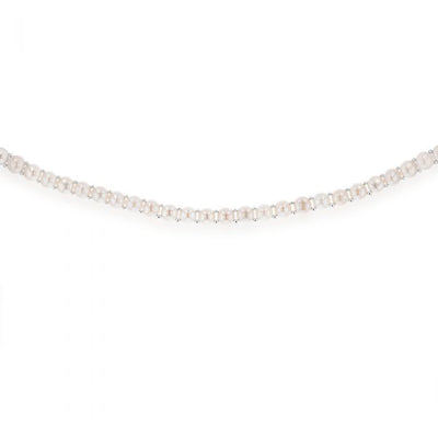 White Freshwater Flat Pearl 43cm Necklace with Sterling Silver Clasp