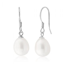 Load image into Gallery viewer, White Freshwater Pearl 9-10mm Drop Earrings
