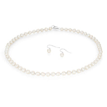 Load image into Gallery viewer, Sterling Silver White Freshwater Pearl Chain &amp; Earring Boxed Set
