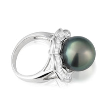 Load image into Gallery viewer, Sterling Silver Tahitian Pearl &amp; Zirconia Ring
