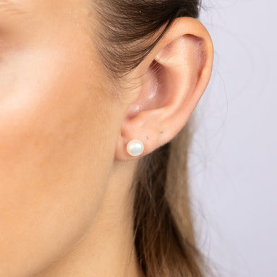 White 6mm Freshwater Pearl Stud Earrings