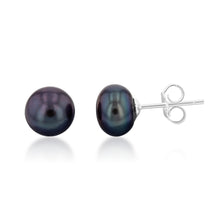 Load image into Gallery viewer, Grey 8mm Freshwater Pearl Stud Earrings