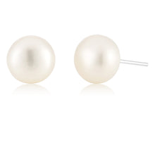 Load image into Gallery viewer, White 9.5-10mm Freshwater Pearl Stud Earrings