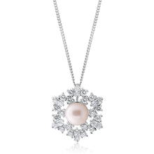 Load image into Gallery viewer, Sterling Silver Freshwater Pearl &amp; Zirconia Pendant with 45cm Chain