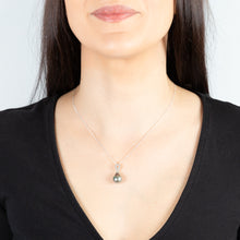 Load image into Gallery viewer, Sterling Silver Tahitian Pearl &amp; Zirconia Pendant with 45cm Chain