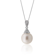 Load image into Gallery viewer, Sterling Silver 12-13mm South Sea Pearl and Zirconia Pendant with 45cm Chain