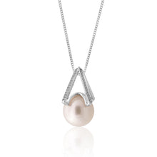 Load image into Gallery viewer, Sterling Silver South Sea and Zirconia Pendant with Chain