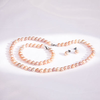 Pink Freshwater Pearl Boxed Set with Sterling Silver Clasp