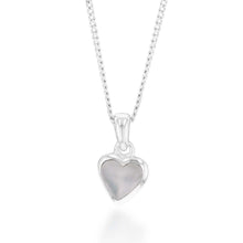 Load image into Gallery viewer, Sterling Silver Mother of Pearl Pendant and Earring Heart Set on 45cm Chain
