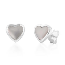 Load image into Gallery viewer, Sterling Silver Mother of Pearl Pendant and Earring Heart Set on 45cm Chain