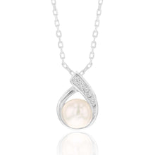 Load image into Gallery viewer, Sterling Silver Boxed Freshwater Pearl and Zirconia Set on Chain