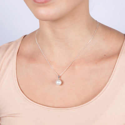 9-11mm White South Sea Pearl Pendant in Sterling Silver