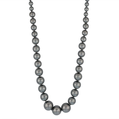 Black Mother of Pearl Graduated Necklace 48cm with Sterling Silver Clasp