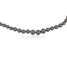 Load image into Gallery viewer, Black Mother of Pearl Graduated Necklace 48cm with Sterling Silver Clasp