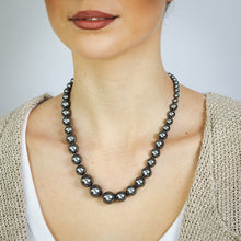 Load image into Gallery viewer, Black Mother of Pearl Graduated Necklace 48cm with Sterling Silver Clasp