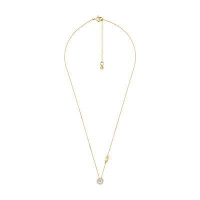 Michael Kors 14ct Yellow Gold Plated Sterling Silver Premium Round CZ Pendant with Chain