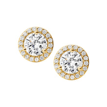 Load image into Gallery viewer, Michael Kors 14ct Yellow Gold Plated Sterling Silver Premium CZ Halo Stud Earring