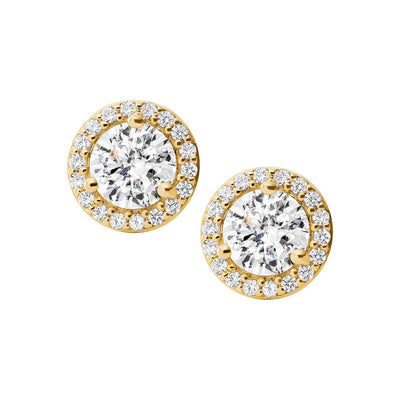 Michael Kors 14ct Yellow Gold Plated Sterling Silver Premium CZ Halo Stud Earring