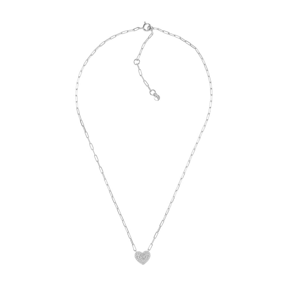 Michael Kors Sterling Silver Premium Pave Heart Pendant with Chain