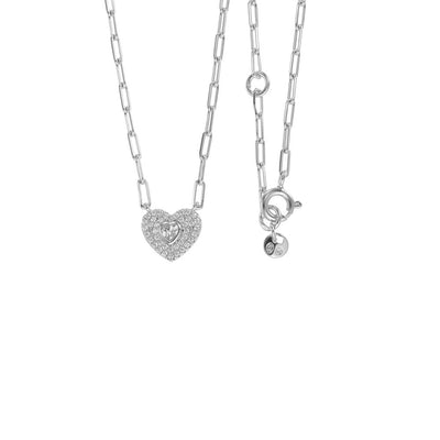 Michael Kors Sterling Silver Premium Pave Heart Pendant with Chain