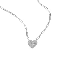 Load image into Gallery viewer, Michael Kors Sterling Silver Premium Pave Heart Pendant with Chain