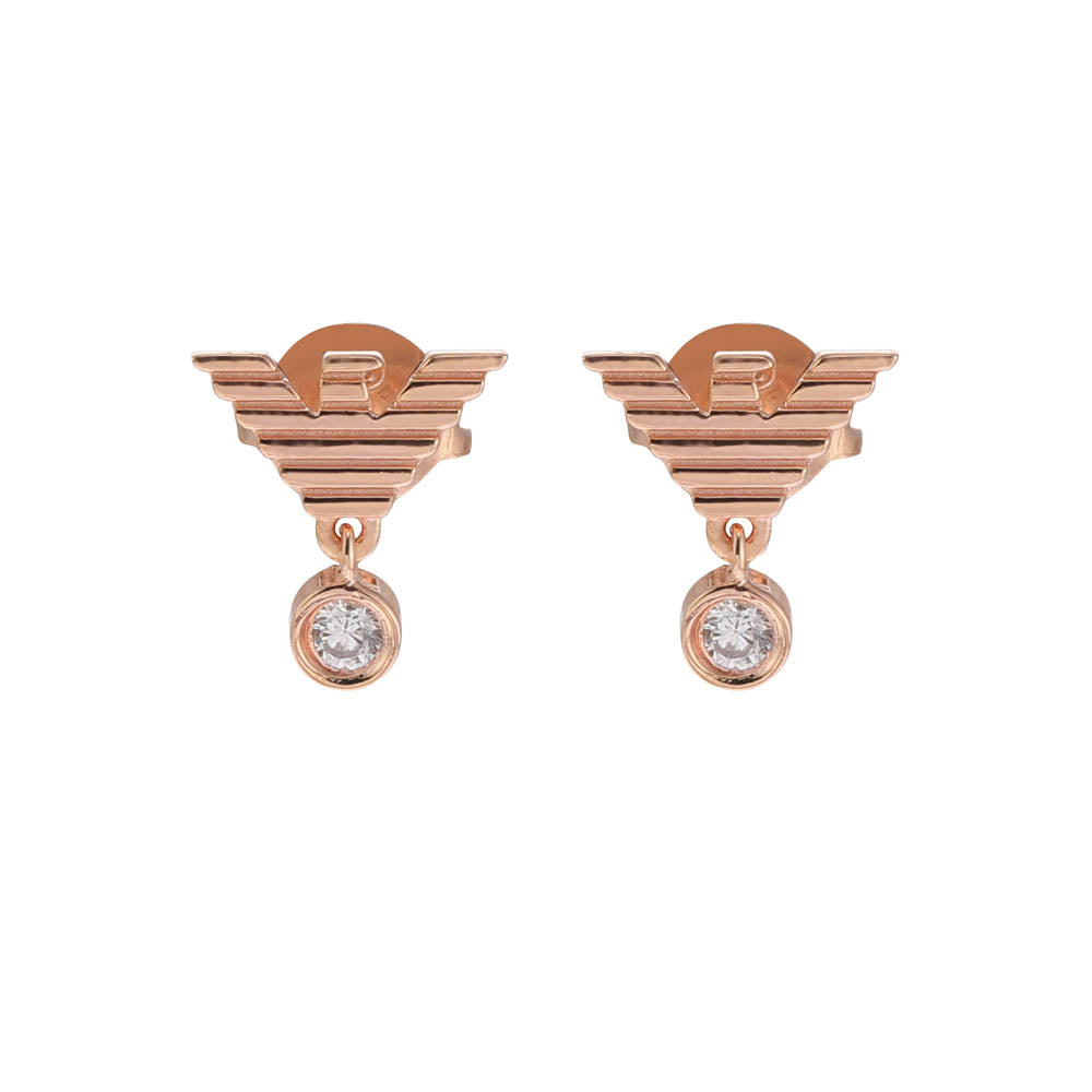 Emporio Armani Rose Gold-Plated Sterling Silver CZ Key Basics Stud Earrings