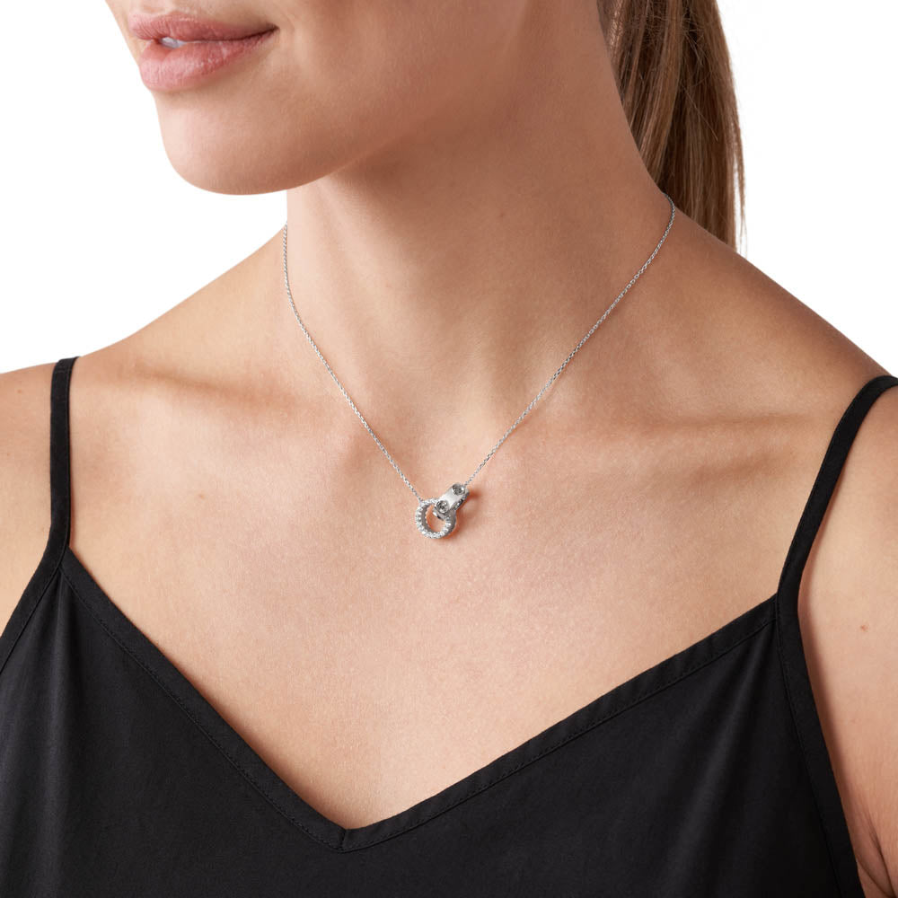 Michael Kors Sterling Silver Premium Interlocking Circle Pendant with Chain