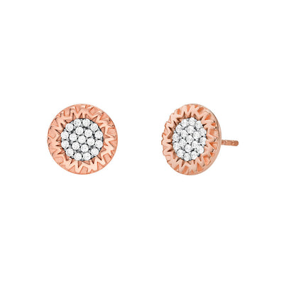 Michael Kors 14ct Rose Gold Plated Sterling Silver Premium Monogram Stud Earring