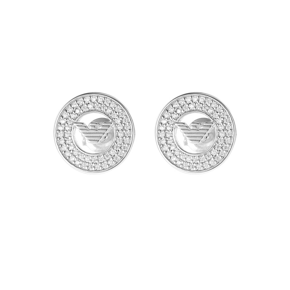 Emporio Armani Sterling Silver Key Basics CZ Stud Earrings