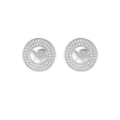Emporio Armani Sterling Silver Key Basics CZ Stud Earrings