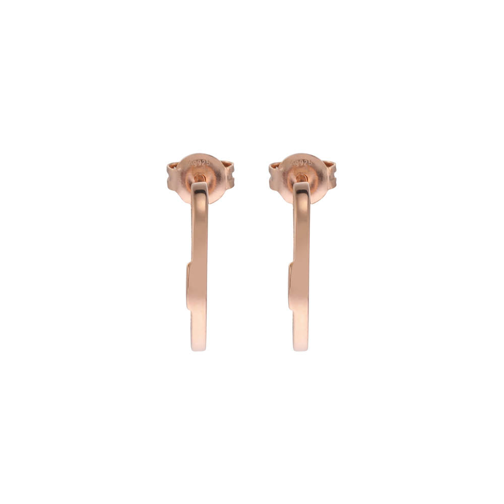 Emporio Armani Rose Gold Plated Sterling Silver Key Basics CZ Hoop Earrings