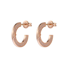 Load image into Gallery viewer, Emporio Armani Rose Gold Plated Sterling Silver Key Basics CZ Hoop Earrings