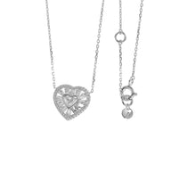 Load image into Gallery viewer, Michael Kors Sterling Silver Premium Tapered Baguette CZ Heart Pendant With Chain