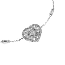 Load image into Gallery viewer, Michael Kors Sterling Silver Premium Tapered Baguette CZ Heart Bracelet