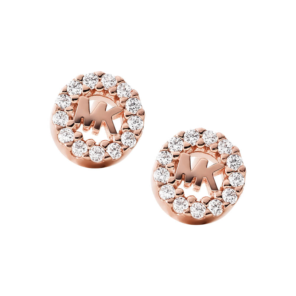 Michael Kors Rose Gold Plated Sterling Silver Premium Logo Stud Earring