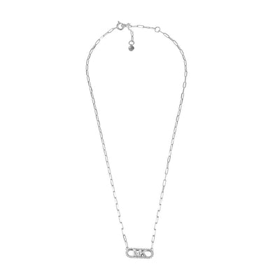 Michael Kors Sterling Silver Premium Pave Empire Link Pendant With Chain