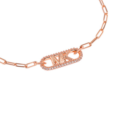Michael Kors 14ct Rose Gold Plated Sterling Silver Premium Pave Empire Link Bracelet