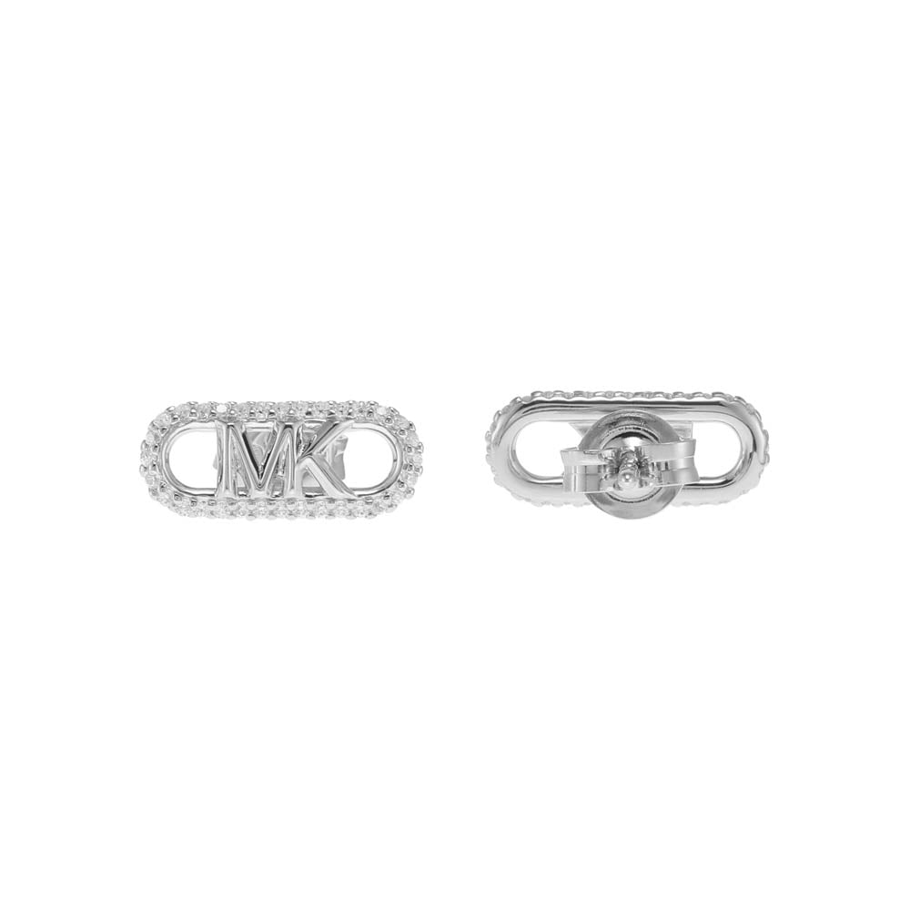 Michael Kors Sterling Silver Pave Empire Link Stud Earrings