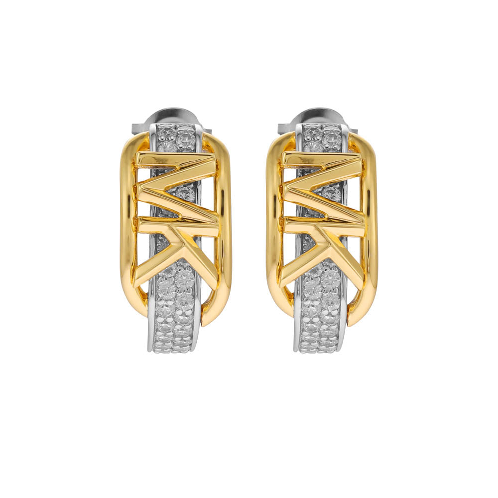 Michael Kors Two Tone Gold Plated Sterling Silver Premium Hoop Earring