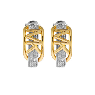 Michael Kors Two Tone Gold Plated Sterling Silver Premium Hoop Earring