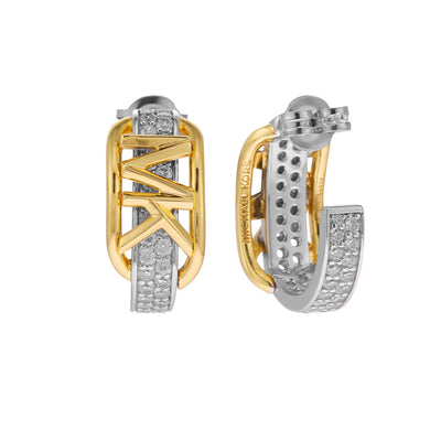 Michael Kors Two Tone Gold Plated Sterling Silver Premium Hoop Earring